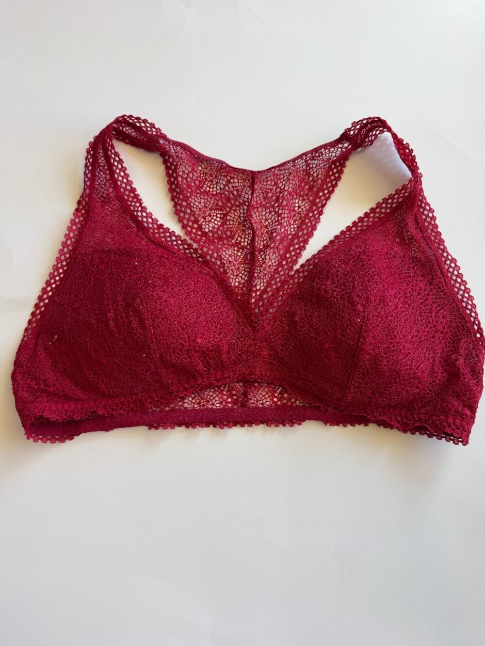 Victoria’s Secret Burgundy Lace Racerback Bralette Size XL